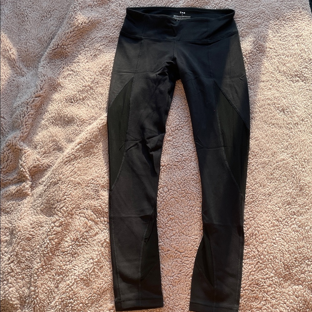 TNA Black High-Waist Leggings with Interior Logo Print